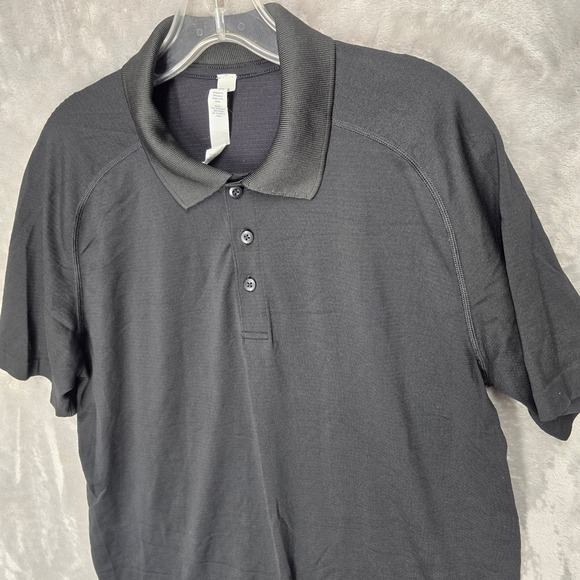 Lululemon Metal Vent Tech Polo Mens Large Black Short Sleeve Athletic Golf Shirt - Picture 3 of 8